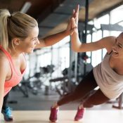 Beautiful women working out in gym Beautiful women working out in gym together